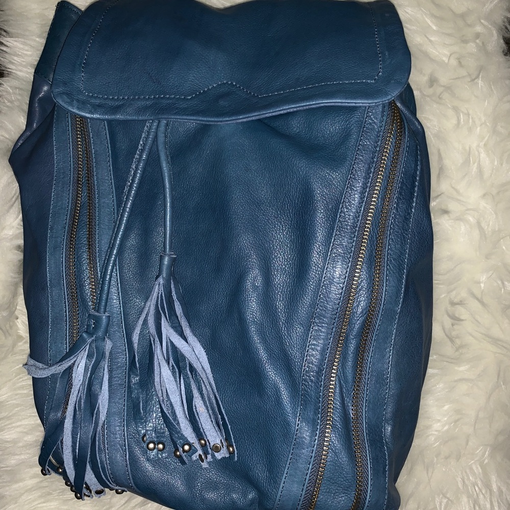 Day & Mood Blue Leather Backpack